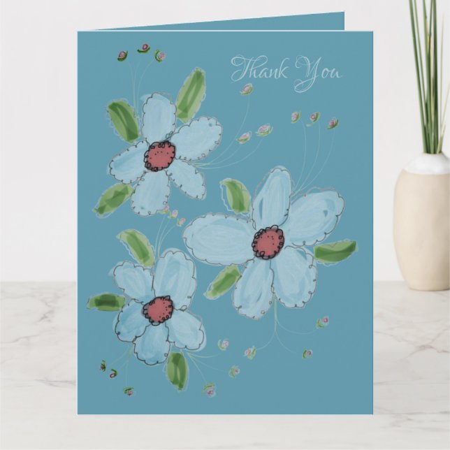 Blue Flower Vielen Dank Karte (Vorderseite)