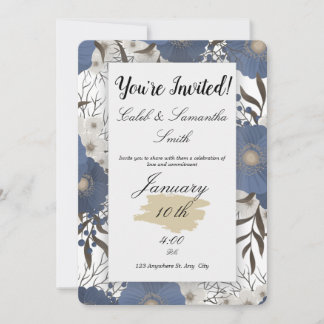 Blue Flower Wedding Invitation
