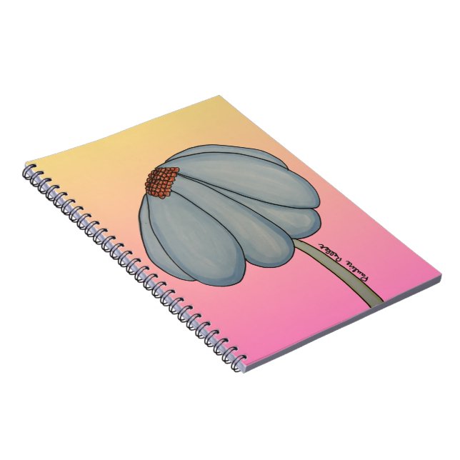 Blue Flower with pink background Notizblock (Rechte Seite)