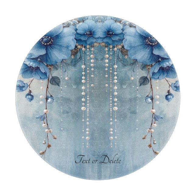 Blue Flowers and Pearls Cutting Board Schneidebrett (Vorderseite)