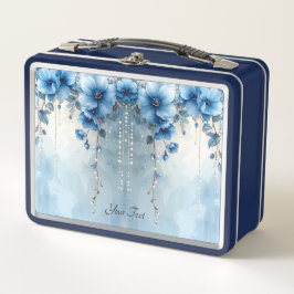 Blue Flowers and Pearls Lunch box