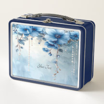 Blue Flowers and Pearls Lunch box