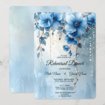 Blue Flowers and Pearls Rehearsal Dinner