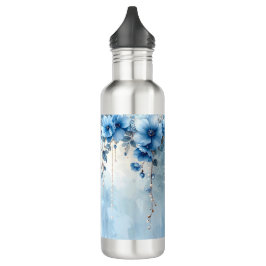 Blue Flowers and Pearls Water Bottle Edelstahlflasche