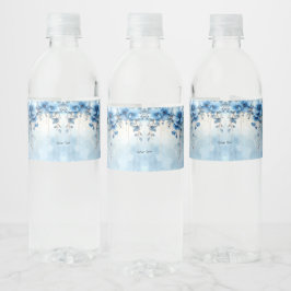 Blue Flowers and Pearls Water Bottle Label