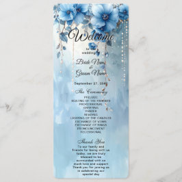 Blue Flowers and Pearls Wedding Program Programm