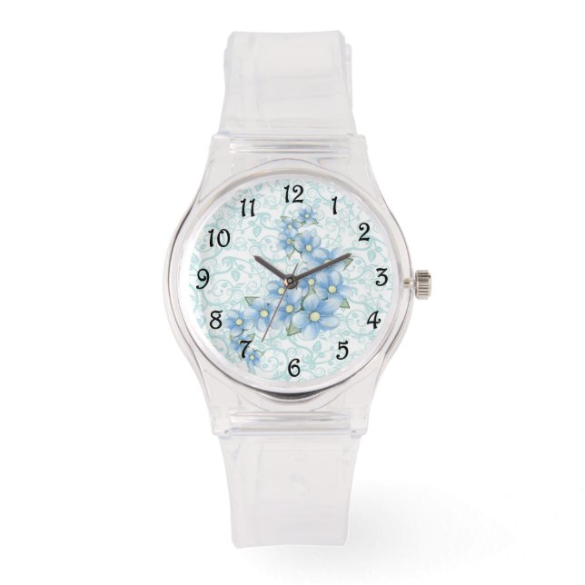 Blue Flowers Armbanduhr (Vorderseite)