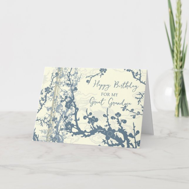 Blue Flowers Great Oma Birthday Card Karte (Vorderseite)