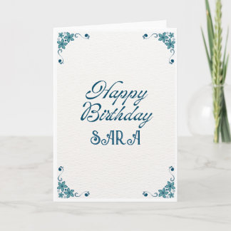 Blue Flowers Happy Birthday Card Karte