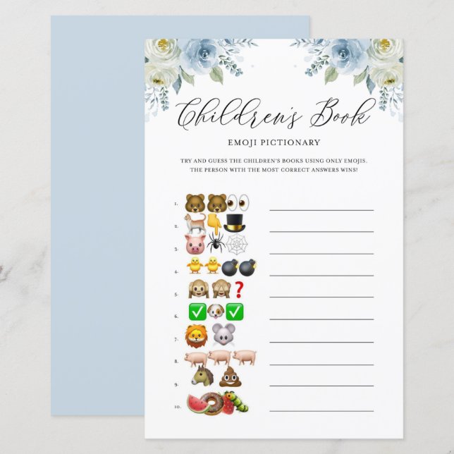 Blue Flowers Kinderbuch Emoji Baby Showspiel (Vorne/Hinten)