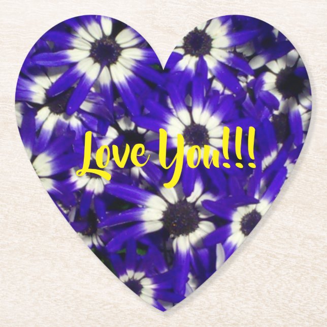 Blue Flowers Liebe Ya Paper Untersetzer (Vorderseite)
