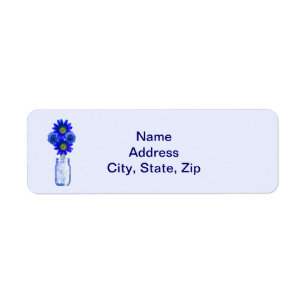 Blue Flowers Mason Jar Address Labels