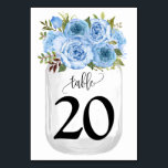 Blue Flowers Mason Jar Country Wedding Tischnummer<br><div class="desc">Mason Jar mit Aquarellblau Blumendesign. Romantischer boho chic Stil. Sie müssen jede Tischnummer einzeln erstellen. 1. Hinzufügen von Tischnummer zum Design. 2. Fügen Sie Ihrem Warenkorb hinzu. 3. Wiederholen Sie die Schritte für jede benötigte Tischnummer. Für zusätzliche Änderungen (Schriftart, Schriftart, Entfernen oder Verschieben von Elementen, ändern Sie den anderen Wortlaut...</div>