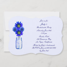 Blue Flowers Mason Jar Junggeselinnen-Abschied Ein