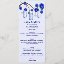 Blue Flowers Mason Jars Menükarte