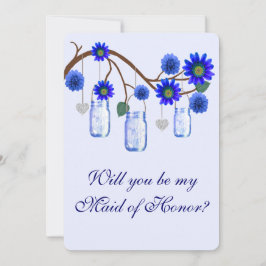 Blue Flowers Mason Jars Trauzeugin Card Einladung