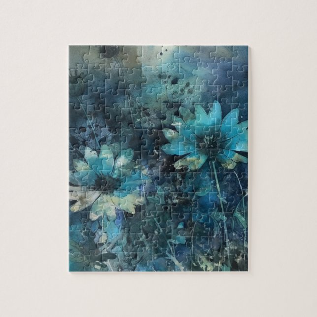 Blue Flowers Mixed Media (Vertikal)