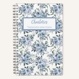 Blue Flowers Personalized Journal Notebook Notizbuch