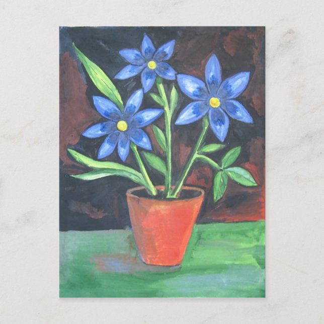Blue Flowers Postcard Postkarte (Vorderseite)