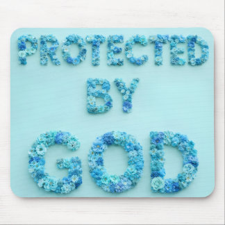 blue flowers protected by god christian faith mousepad