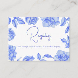 Blue Flowers - QR Code Bridal Shower Registry  Begleitkarte