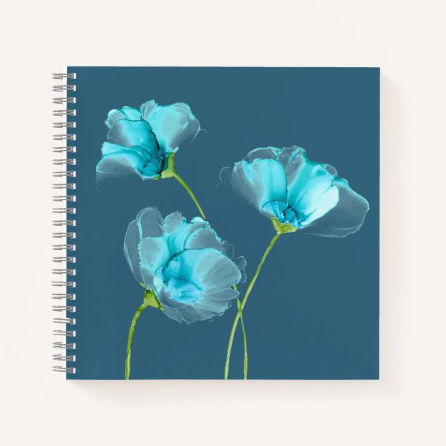 Blue Flowers Square Notebook Notizbuch (Vorderseite)