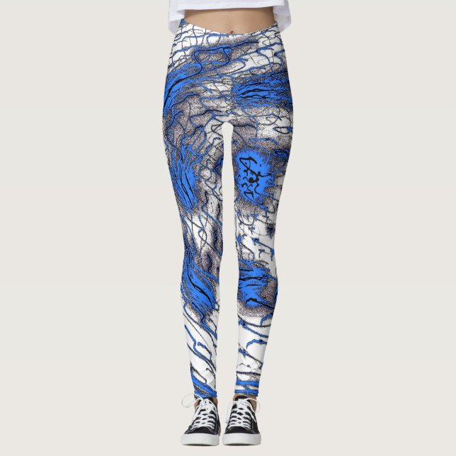 Blue Fluid Motion Leggings (Vorderseite)