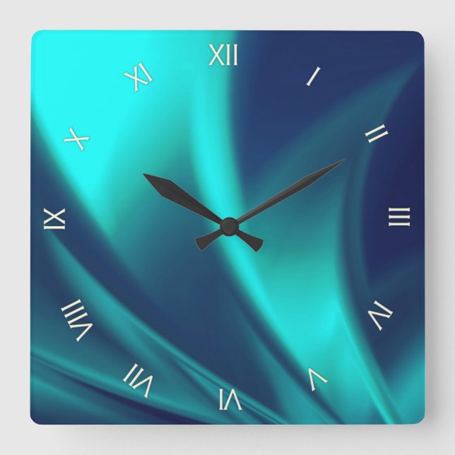 Blue Flush Quadratische Wanduhr (Vorderseite)