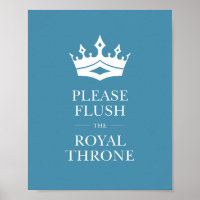 Blue Flush The Royal Throne Funny Bath Zeichen