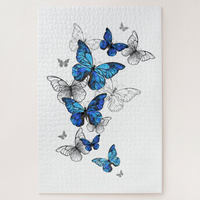 Blue Flying Butterflies Morpho (Vertikal)