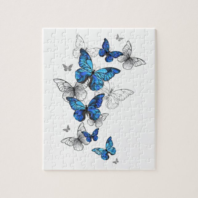 Blue Flying Butterflies Morpho (Vertikal)