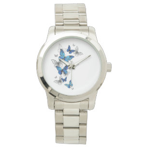 Blue Flying Butterflies Morpho Armbanduhr