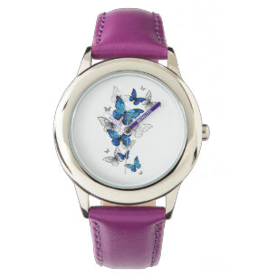 Blue Flying Butterflies Morpho Armbanduhr