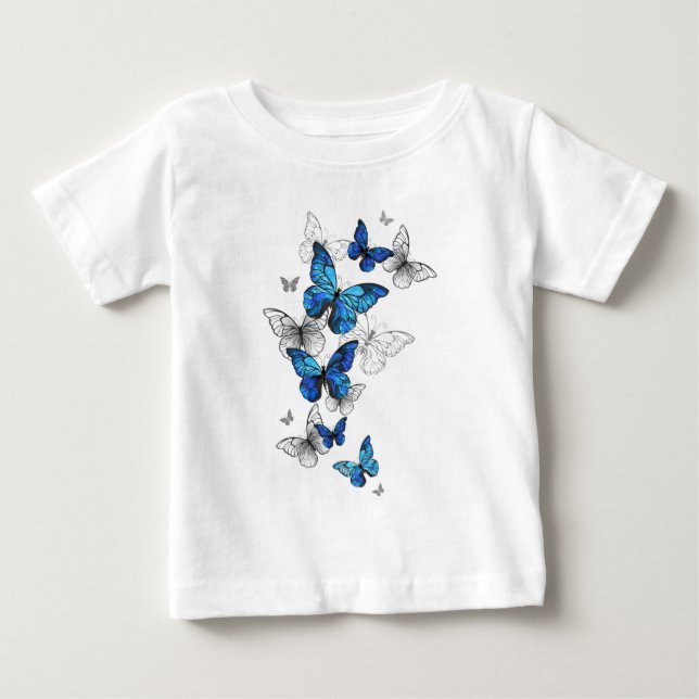 Blue Flying Butterflies Morpho Baby T-shirt (Vorderseite)