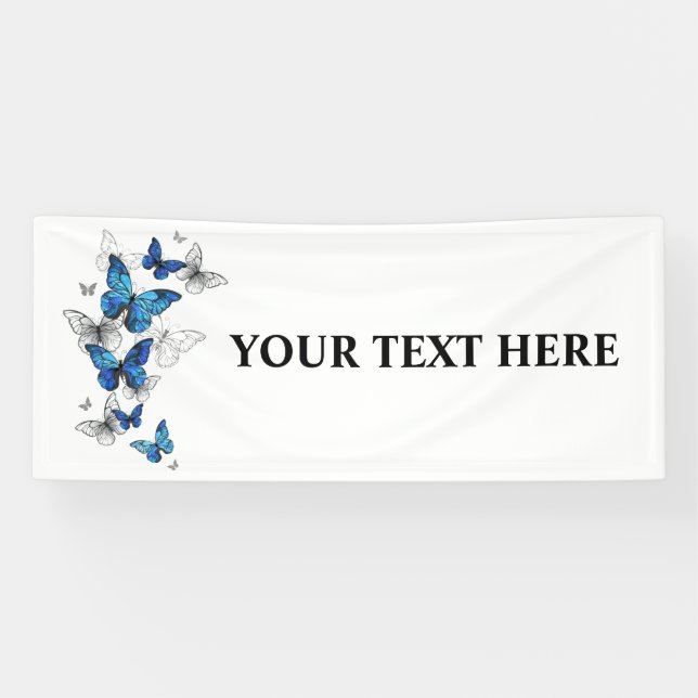 Blue Flying Butterflies Morpho Banner (Horizontal)