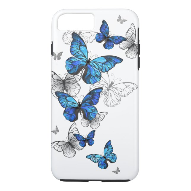 Blue Flying Butterflies Morpho Case-Mate iPhone Hülle (Rückseite)