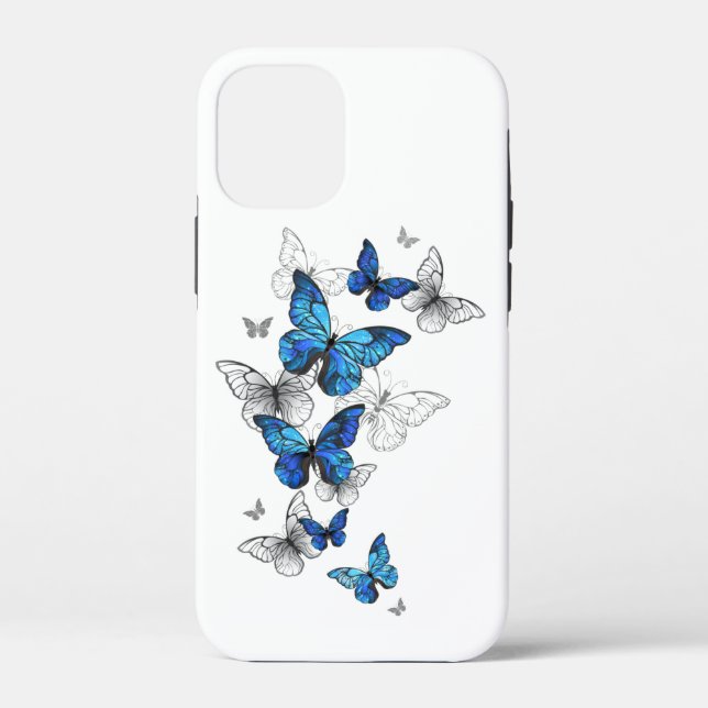 Blue Flying Butterflies Morpho Case-Mate iPhone Hülle (Rückseite)