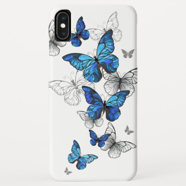 Blue Flying Butterflies Morpho Case-Mate iPhone Hülle (Rückseite)