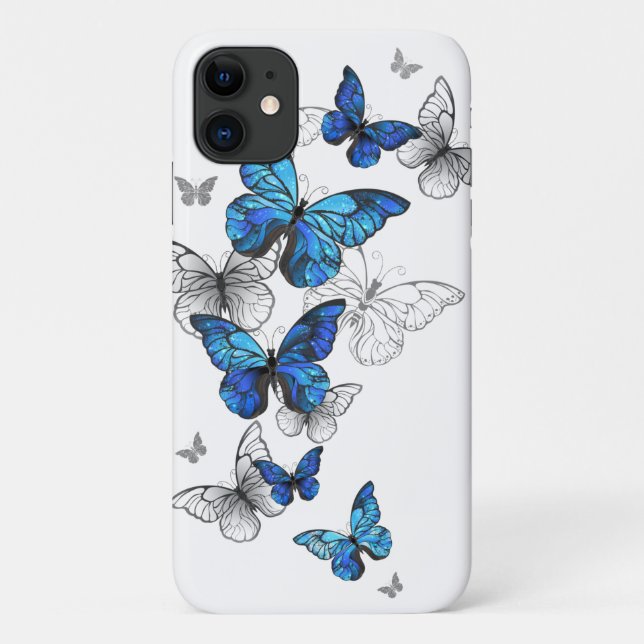 Blue Flying Butterflies Morpho Case-Mate iPhone Hülle (Rückseite)