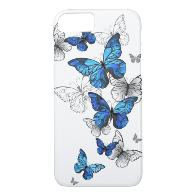 Blue Flying Butterflies Morpho Case-Mate iPhone Hülle (Rückseite)