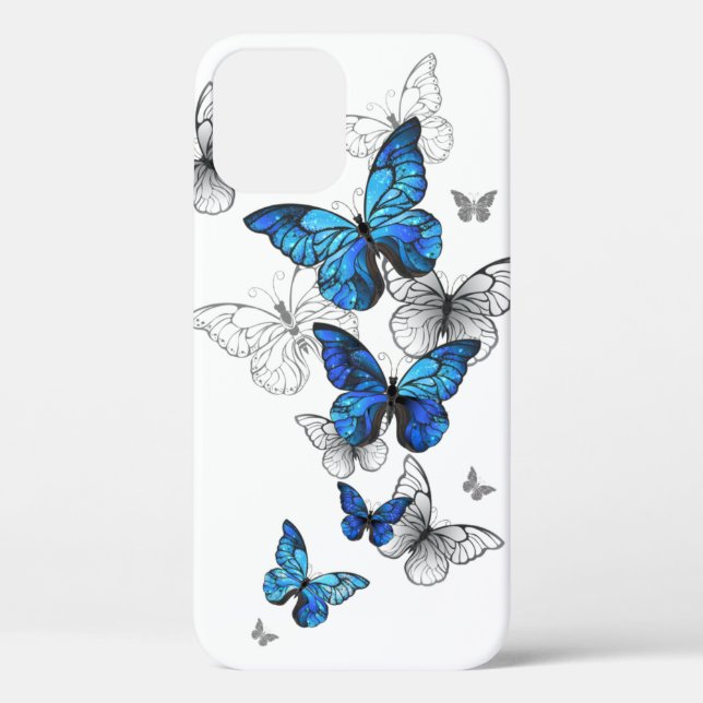 Blue Flying Butterflies Morpho Case-Mate iPhone Hülle (Rückseite)