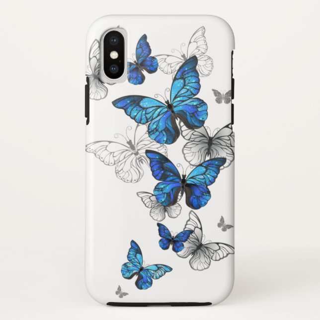 Blue Flying Butterflies Morpho Case-Mate iPhone Hülle (Rückseite)