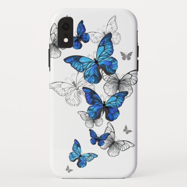 Blue Flying Butterflies Morpho Case-Mate iPhone Hülle (Rückseite)