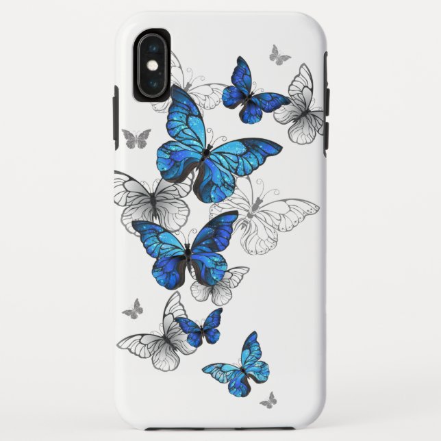 Blue Flying Butterflies Morpho Case-Mate iPhone Hülle (Rückseite)