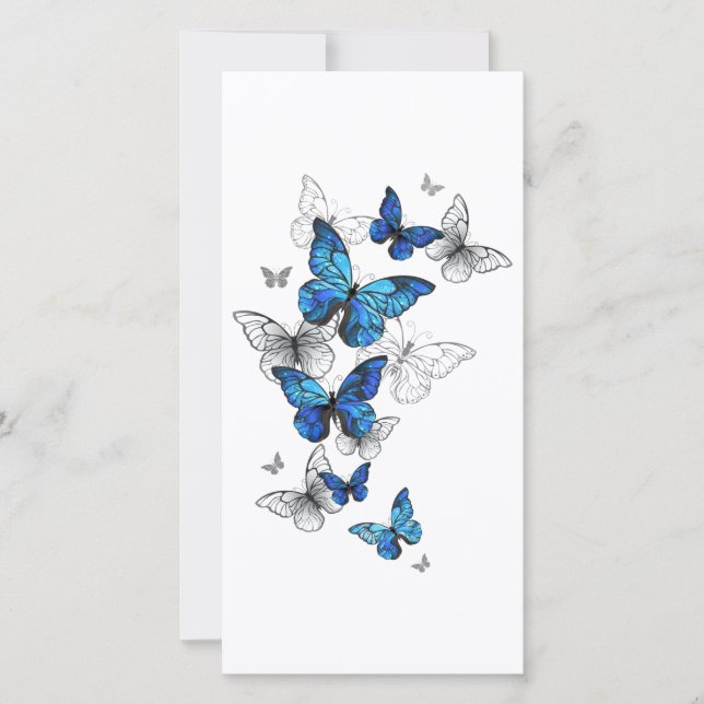 Blue Flying Butterflies Morpho Dankeskarte (Vorderseite)