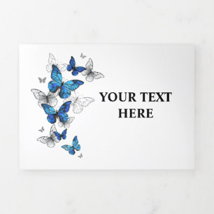 Blue Flying Butterflies Morpho Dreifach Gefaltete Einladung