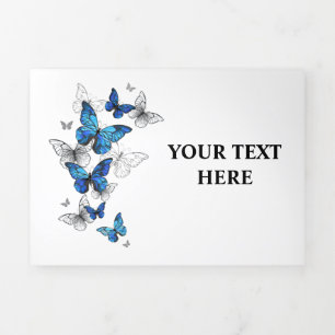 Blue Flying Butterflies Morpho Dreifach-gefaltete Programmkarte