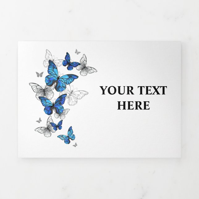 Blue Flying Butterflies Morpho Dreifach-gefaltete Programmkarte (Cover)