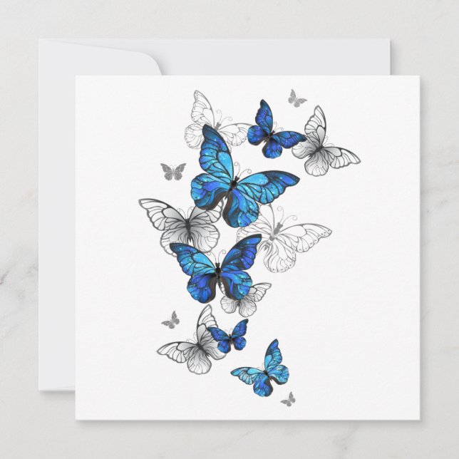 Blue Flying Butterflies Morpho Einladung (Vorderseite)