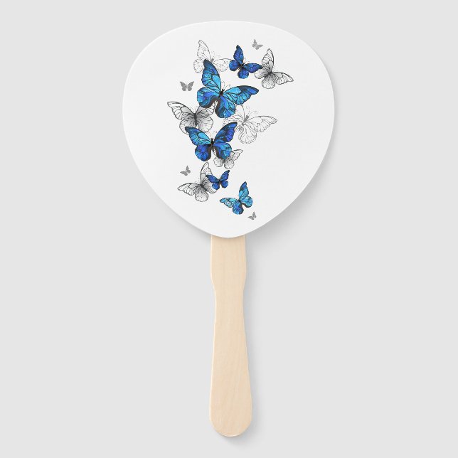 Blue Flying Butterflies Morpho Fächer (Vorderseite)
